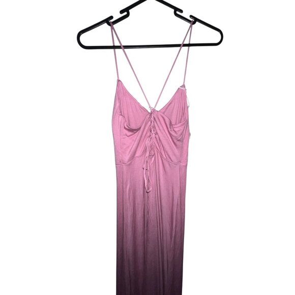 Halara Ribbed Cowl Neck Backless Crisscross Lace Up Split Midi Party Dress Sz XS - Picture 12 of 12